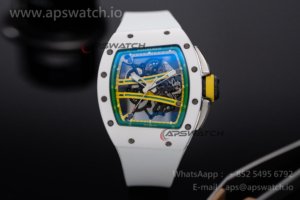 RM061 White Ceramic APSF 1:1 Best Edition on White Rubber Strap RMUL2 Super Clone
