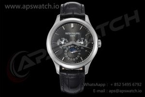 Perpetual Calendar 5140 SS 3KF Best Edition Gray Dial on Black Leather Strap A240
