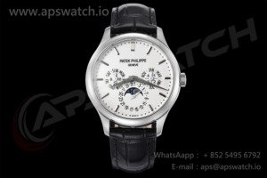 Perpetual Calendar 5140 SS 3KF Best Edition White Dial on Black Leather Strap A240
