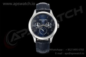 Perpetual Calendar 5140 SS 3KF Best Edition Blue Numeral Dial on Blue Leather Strap A240