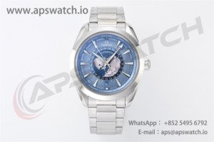 Aqua Terra GMT Worldtimer 43mm VSF 1:1 Best Edition Summer Blue Dial on SS Bracelet A8938 Super Clone