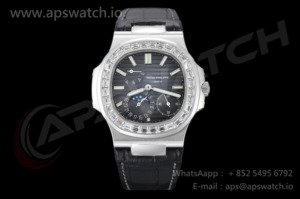 Nautilus 40mm 5724 Dia SS Blue/Stk PPF on Leather Strap A240 Super Clone