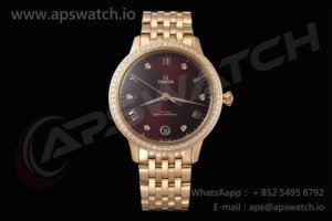 De Ville Prestige Ladies 34mm RG VSF 1:1 Best Edition Red Dial on RG Bracelet A8800