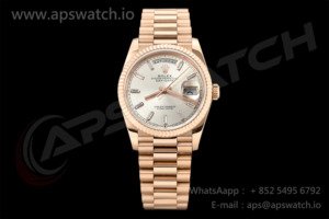 Day Date 36 RG QF 1:1 Best Edition 904L Steel Silver Diamonds Dial on President Bracelet VR3255 V3