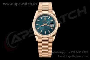 Day Date 36 RG QF 1:1 Best Edition 904L Steel Blue Crystal Dial on President Bracelet A2836 V3