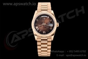 Day Date 36 RG QF 1:1 Best Edition 904L Steel Brown Ombre Roman Dial on President Bracelet A2836 V3