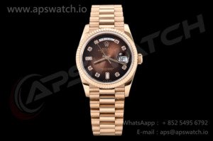 Day Date 36 RG QF 1:1 Best Edition 904L Steel Brown Ombre Diamonds Dial on President Bracelet VR3255 V3