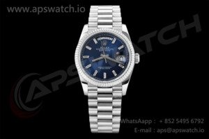 Day Date 36 SS QF 1:1 Best Edition 904L Steel Blue Crystal Dial on President Bracelet VR3255 V3