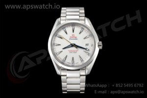 Aqua Terra 150M SS VSF 1:1 Best Edition White Textured Dial Blue Hands on SS Bracelet A8500 Super Clone