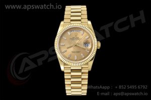 Day Date 36 YG QF 1:1 Best Edition 904L Steel YG Crystal Dial on President Bracelet VR3255 V3