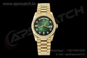 Day Date 36 YG QF 1:1 Best Edition 904L Steel Green Ombre Diamonds Dial on President Bracelet VR3255 V3